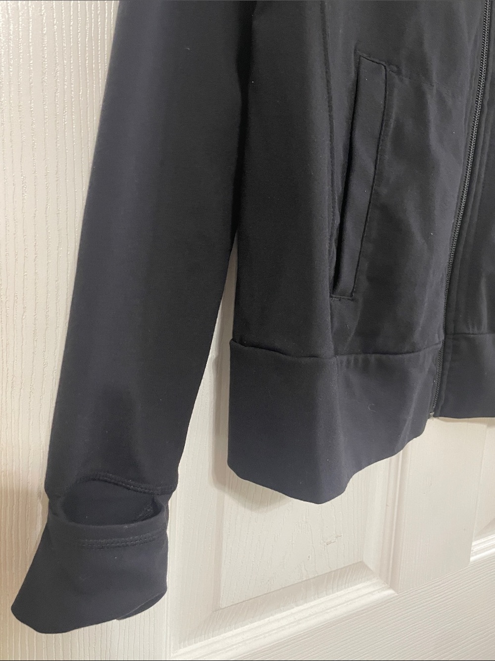 Tuff Athletics Size Large Black Mock Neck Zip Up Jacket Thumb Holes Pockets - Picture 5 of 14